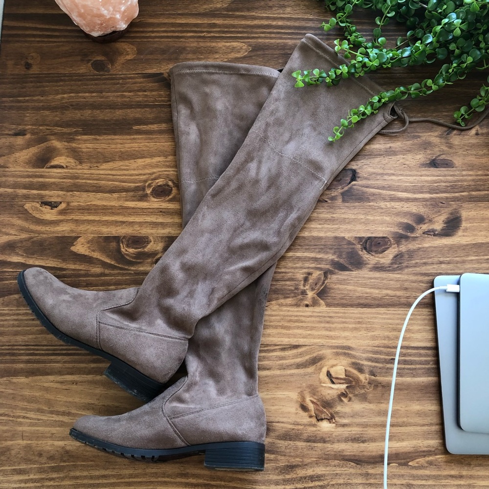 Over the knee suede boots
